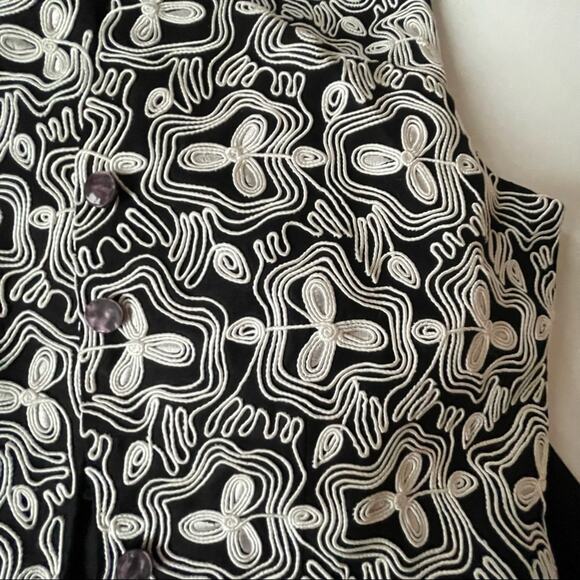 Vintage 1990s Newport News Jumpsuit Linen Blend Bohemian Black 8 Petite EUC - Picture 8 of 12